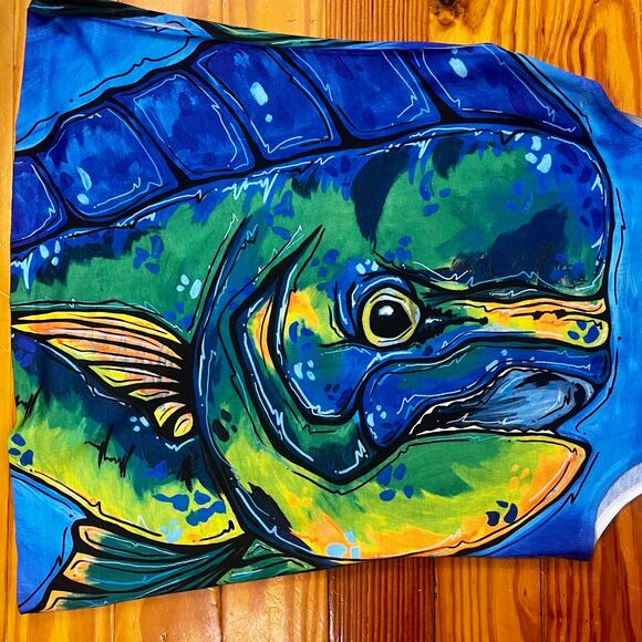 Jessica Ann Art Mahi Mahi Dolphin Fish Top S Art2Wear Ocean Coastal Lady Angler - Picture 13 of 15
